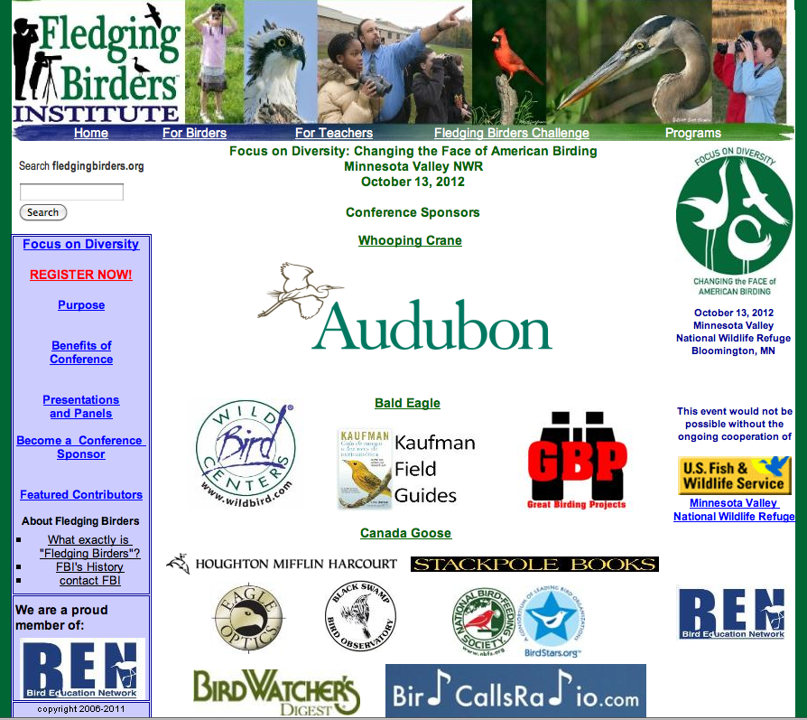 Fledging Birders Institute: BirdCallsRadio is a Supporting Sponsor for Focus on Diversity: Changing the Faces of American Birding. http://fledgingbirders.org/CFAB.html