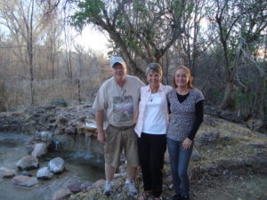 l. to r. Larry Morgan “Ambassador For The Birds,” & Caretaker for the property of Paton’s Birder Haven," Bonnie Paton Moon, Jackie Paton Covey, Daughters of the Late Wally and Marion Paton, Paton's Birders Haven. Photo taken by the ©Paton Family. All Rights Reserved. Photo may not be used without written permission. Please respect the wishes of the Paton Family.